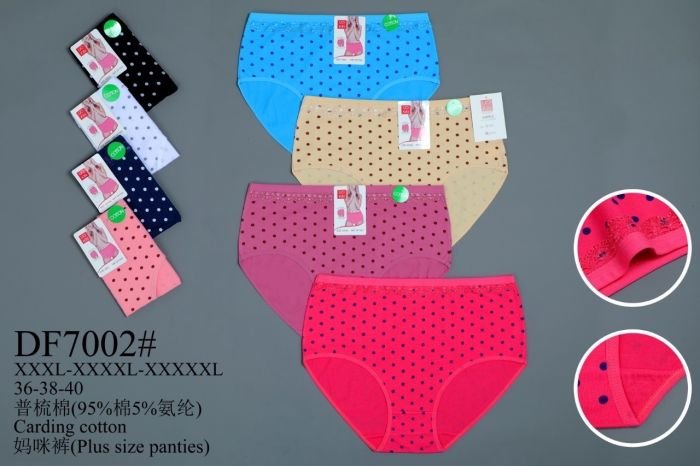 Жіночі труси "UOKIN" DF-7002 cotton, р. 3ХL, 4ХL, 5ХL -(50-52, 52-54, 54-56) -асорті -(Однотонні у великий горох +під гумкою вшите тонке мереживо) -уп. 12 шт