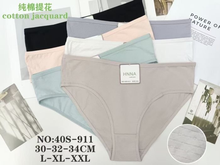 Жіночі труси "HNNA" 40-S-911 cotton, р. L, xl, 2xl -(44, 46, 48) -асорті -(Однотонні) -уп. 12 шт
