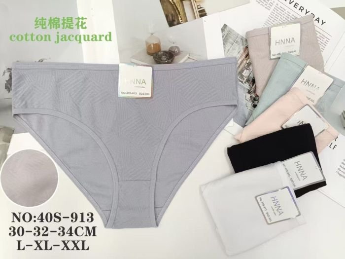 Жіночі труси "HNNA" 40-S-913 cotton, р. L, xl, 2xl -(44, 46, 48) -асорті -(Однотонні з рельєфним візерунком у ромби) -уп. 12 шт
