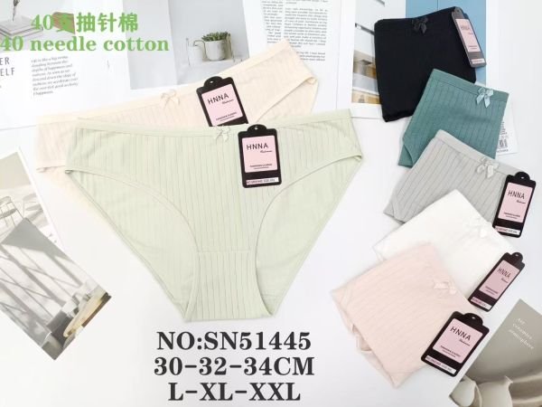 Жіночі труси "HNNA" SN-51445 cotton, р. L, xl, 2xl -асорті -(Однотонні у широкий рубчик) -уп. 12 шт