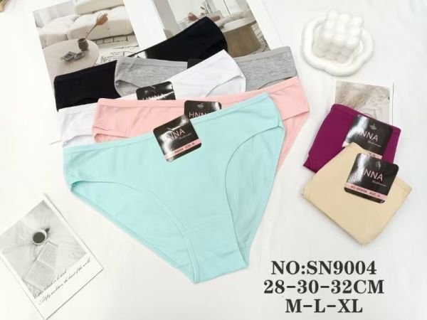 Жіночі труси "HNNA" SN-9004 cotton, р. L, xl, 2xl -(44-46, 46-48, 48-50) -асорті -(Однотонні) -уп. 12 шт