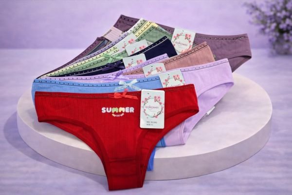 Жіночі труси "Kokowei" 2332 бавовна, р. l, xl, 2xl -(42-44, 44-46, 46-48) -асорті -(однотонні в широкий рубчик + спереду напис Summer) -уп. 12 шт