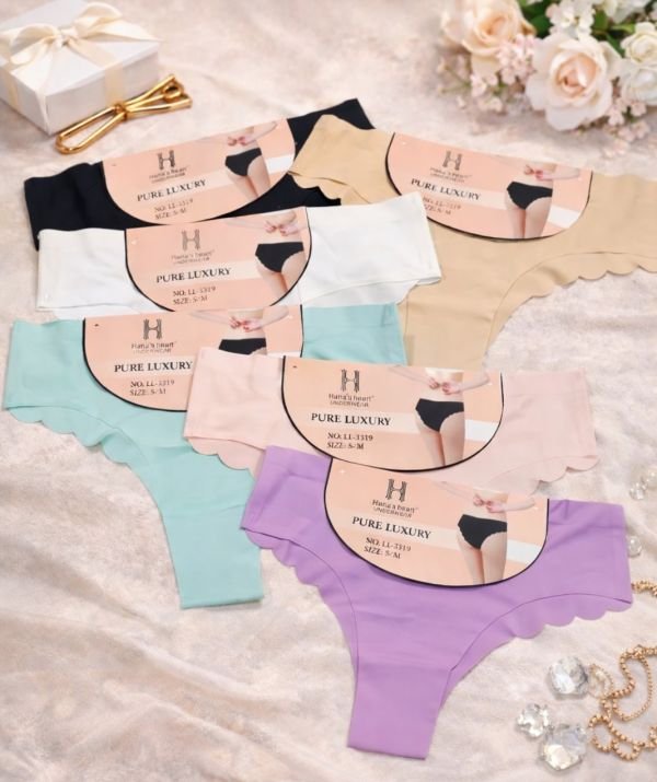 Жіночі труси "Н /Hana`s heart /Invisi" LL-3319 безшовні мікрофібра з лазерною обробкою, р. S/M, L/XL -(44-46, 46-48) -випадкове асорті -(однотонні з хвилястими краями) -уп. 24 шт