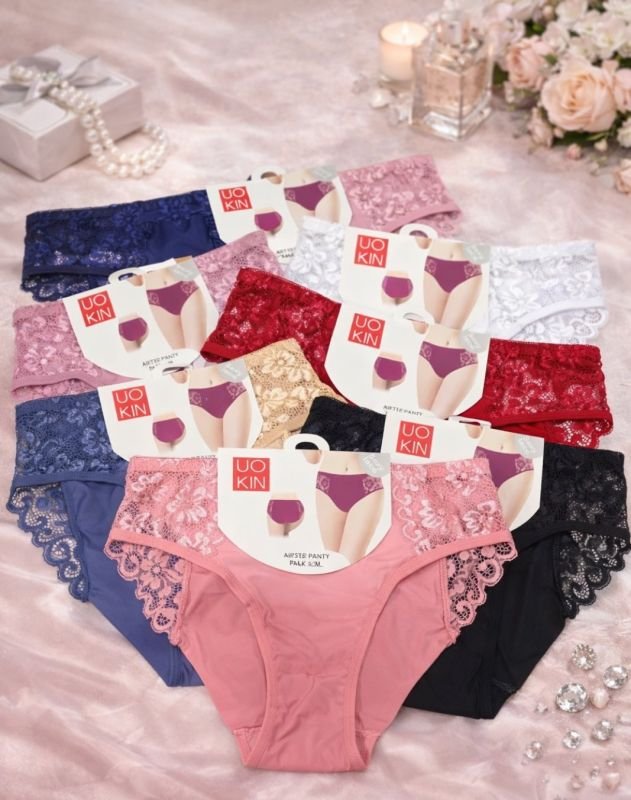 Жіночі труси "UOKIN" DF-7527 мікрофібра, р. L, xl, 2xl -(44, 46, 48) -асорті -(Однотонні мікрофібра з мереживом) -уп. 12 шт