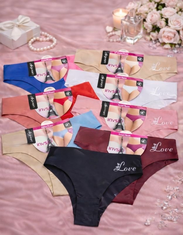 Жіночі труси "Invisi" SM22026# мікрофібра з лазерною обробкою, р. M/L, XL/2XL -(44-46, 46-48) -асорті -(однотонні +збоку напис) -уп. 12 шт