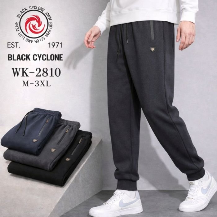 Спортивні штани "Black Cyclone" WK-2810 чоловічі трикотажні (на манжеті), р. M, L, XL, 2XL, 3XL -ростовка 5 шт
