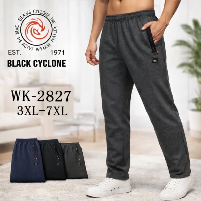 Спортивні штани "Black Cyclone" WK-2827 чоловічі трикотажні (без манжету), р. 3XL, 4XL, 5XL, 6XL, 7XL -ростовка 5 шт