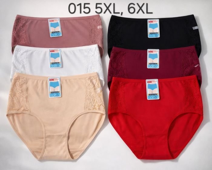 Жіночі труси "Sola Cotton" 015 cotton, р. 5ХL, 6xl -(52-54, 54-56) -асорті -(Однотонні +з боків мереживні вставки) -уп. 12 шт