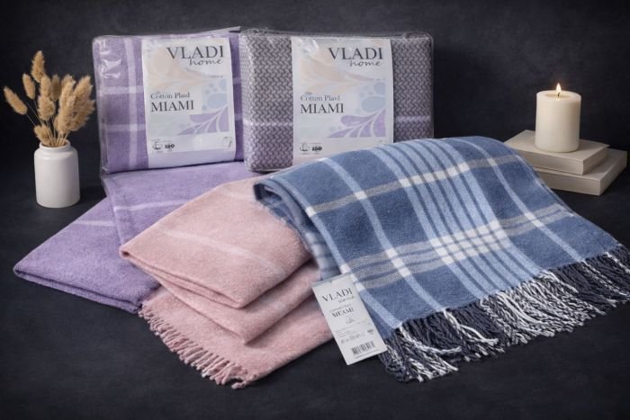 Плед Україна "MIAMI 140*200" 170-33 з бахромою, cotton +polyester, р. +/-140*200 -(Мікс забарвлень та візерунків -без вібору!!!)