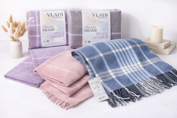 Плед Україна "MIAMI 140*200" 170-33 з бахромою, cotton +polyester, р. +/-140*200 -(Мікс забарвлень та візерунків -без вібору!!!)