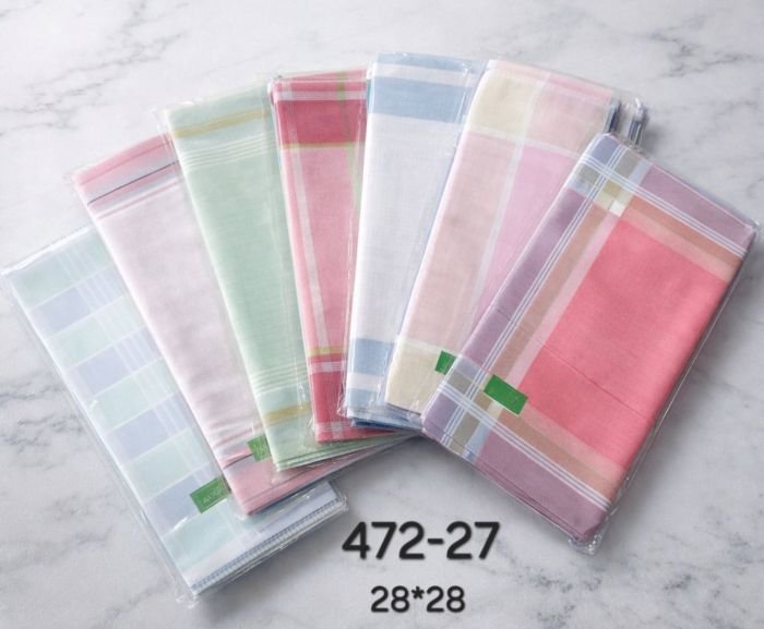 Носова хустка 472-27 cotton р. 28*28 -уп. 12 шт -(випадкове асорті в упаковці -без вибору забарвлення!)