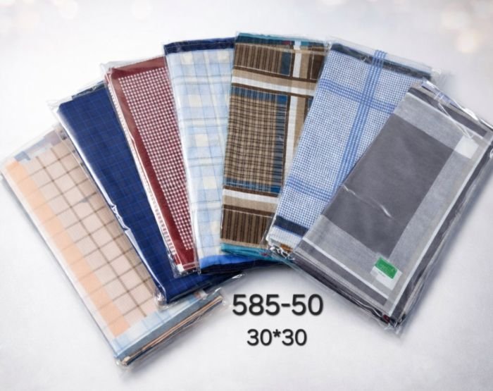 Носова хустка чоловіча 585-50 cotton р. 30*30 -уп. 12 шт -(випадкове асорті в упаковці -без вибору забарвлення!)