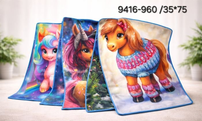 Рушник 9416-960 /35*75 кухонний велюр-махра р. 35*75 -уп. 20 шт -(Мікс конячок -символ 2026 року)