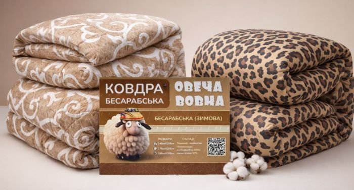 Ковдра 0329 "Constansy "Бесарабська /овеча вовна" Євро -холлофейбер +овеча вовна, р. +/- 195*205 -(мікс забарвлень -без вибору!)