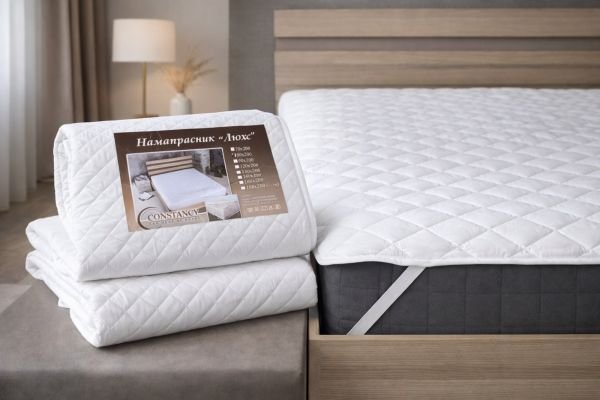Наматрацник "Constansy-Люкс" 1622/ 160*200 з тканини мікрофібра та з наповненням з волокна холлофайбер +з резинками по кутах -(білий)