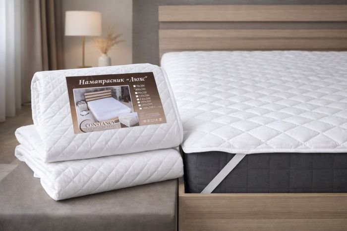 Наматрацник "Constansy-Люкс" 1622/ 160*200 з тканини мікрофібра та з наповненням з волокна холлофайбер +з резинками по кутах -(білий)