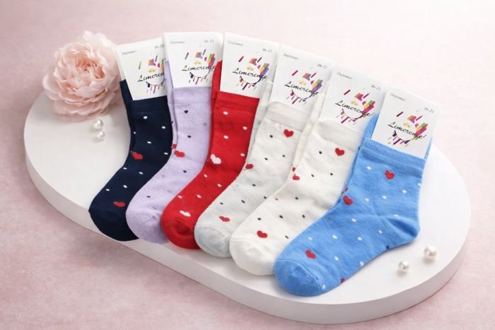 Шкарпетки Житомир "Limerence" 379-10 стрейч дитячі на розмір за довжиною стопи: 14-16, 16-18, 18-20, 20-22, 22-24 -асорті -(дівчинка -крапочки +серця -стрейч)