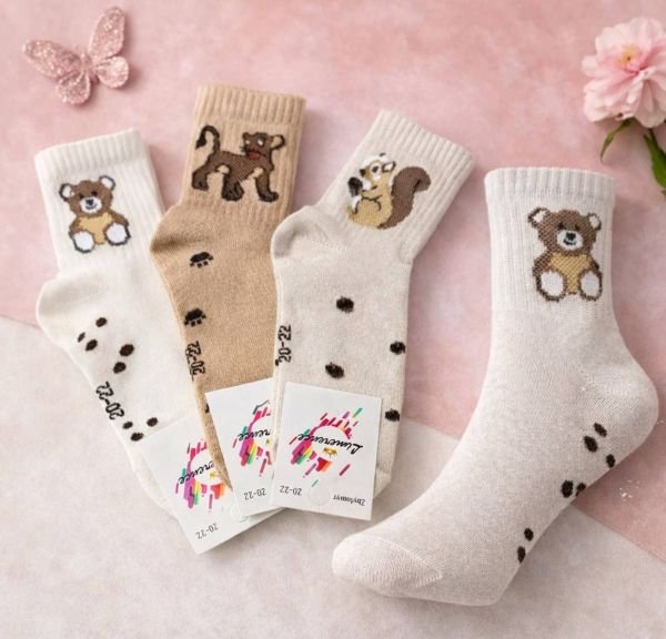 Шкарпетки Житомир "Limerence" 396-12 стрейч дитячі на розмір за довжиною стопи: 16-18, 18-20, 20-22 -(середні /кавовий мікс +на широкій гумці в рубчик левеня /білка /ведмежа -стрейч) -уп. 12 шт