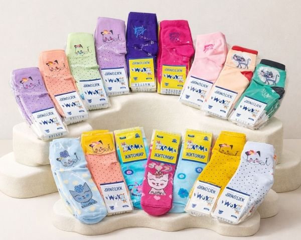Шкарпетки "Хома /демі" 814-3 дитячі стрейч-бавовна на розмір за довжиною стопи: 14-16 -(ДІВЧИНКА -стрейч -випадкове асорті без вибору) -уп. 12 шт