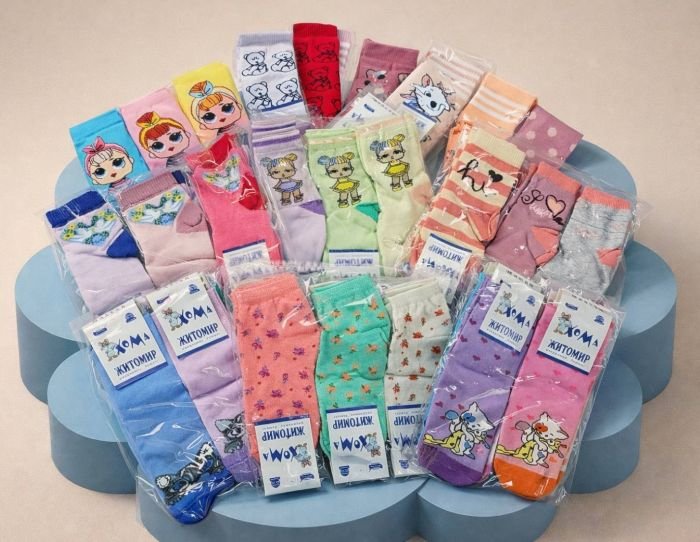 Шкарпетки "Хома /демі" 814-4 дитячі стрейч-бавовна на розмір за довжиною стопи: 16-18 -(ДІВЧИНКА -стрейч 4/5 років -випадкове асорті без вибору) -уп. 12 шт