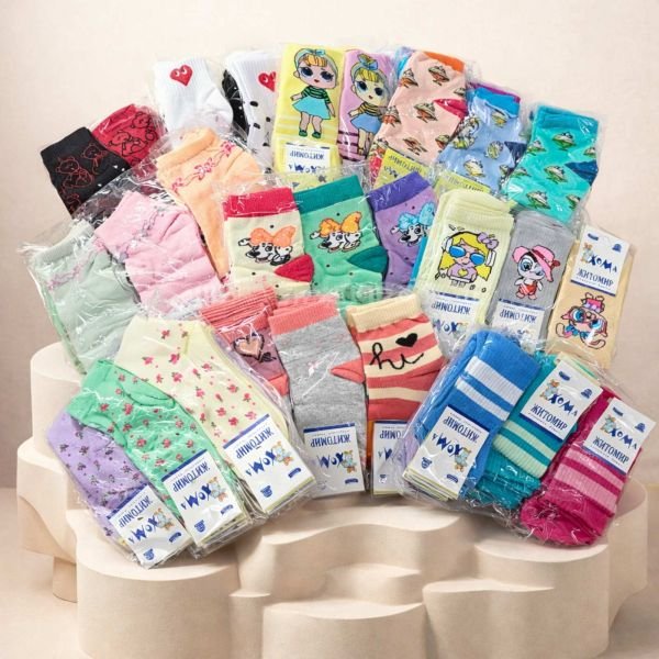 Шкарпетки "Хома /демі" 814-6 дитячі стрейч-бавовна на розмір за довжиною стопи: 20-22 -(ДІВЧИНКА -стрейч 7/9 років -випадкове асорті без вибору) -уп. 12 шт