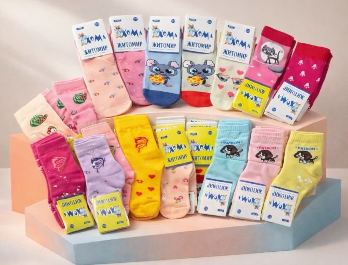 Шкарпетки "Хома /демі" 814-2 дитячі стрейч-бавовна на розмір за довжиною стопи: 12-14 -(ДІВЧИНКА -стрейч -випадкове асорті без вибору) -уп. 12 шт