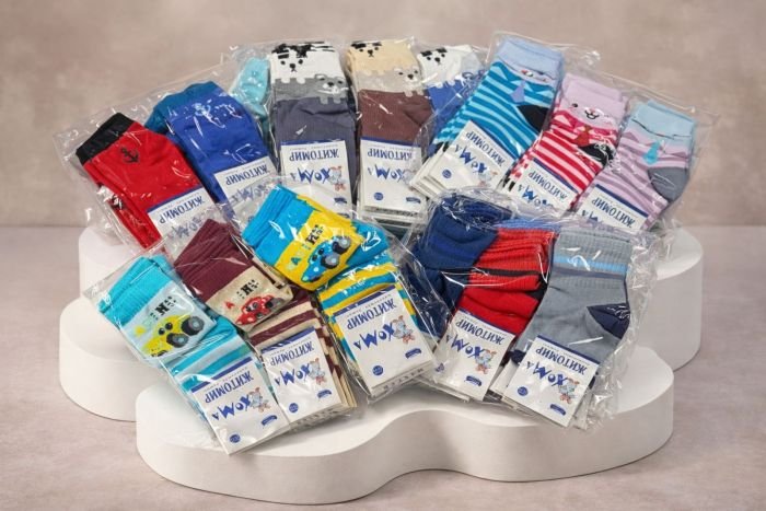 Шкарпетки Житомир "Хома Master" 829-2 дитячі стрейч-бавовна на розмір за довжиною стопи: 12-14 -(ХЛОПЧИК -стрейч -випадкове асорті без вибору) -уп. 12 шт