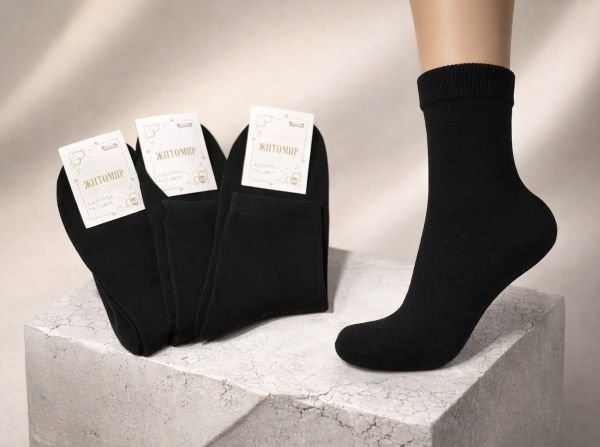 Шкарпетки Житомир "Master" 195-1 бавовна-стрейч жіночі ("еліт/фою" -середні -чорні) р. 23-25 -уп. 12 шт