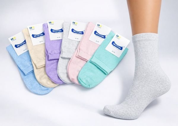 Шкарпетки Житомир "Master" 125-7 економ стрейч жіночі р. 23-25 -випадковий мікс -(однотонні -високі- світле асорті -економ)