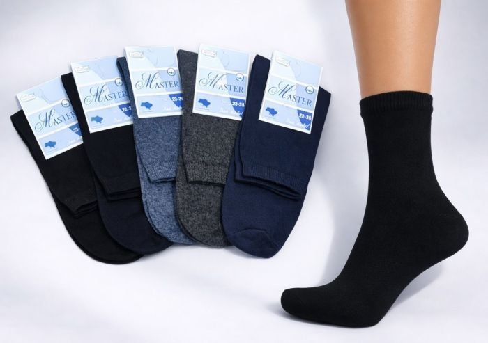 Шкарпетки Житомир "Master" 125-3 економ стрейч жіночі р. 23-25 -випадковий мікс -(однотонні -високі-темне асорті -економ)