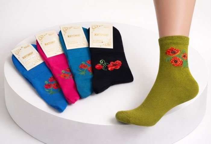 Шкарпетки Житомир "Master" 801-8 бавовна-стрейч жіночі, р. 23-25 -випадкове асорті -(кольорові +червоні маки) -уп. 12 шт