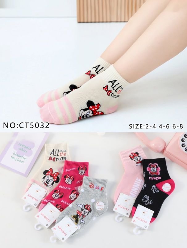 Шкарпетки "Fashion/ Coala" СТ-5032 стрейч /cotton дитячі р. 2-4, 4-6, 6-8 років -асорті -(Дівчинка -Міні-М-с з широкою гумкою в рубчик) -уп. 10 шт