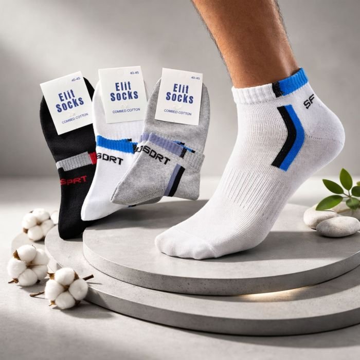 Шкарпетки Житомир "КОІ-Elit SOCKS" 042-07 стрейч чоловічі, р. 40-45 -(Асорті /короткі +з кольоровою смужкою збоку і на резинці +ззаду напис Sport) -уп. 12 шт