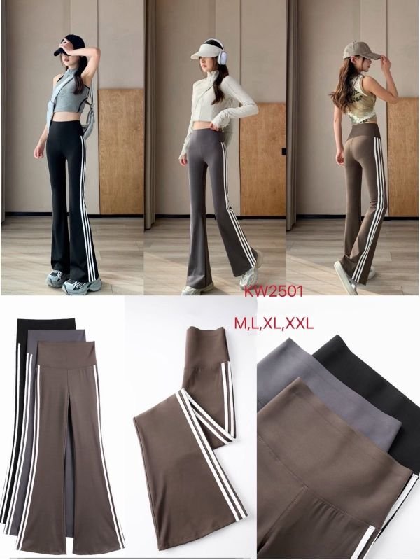 Лосини "Корона" KW-2501-Л кльош з еластичної гладкої тканини дайвінг +з лампасами з боків +з широким поясом +позаду з тейпами, р. М-(42-46), L-(44-48), XL-(46-50), 2XL-(48-52) -уп. 1 шт