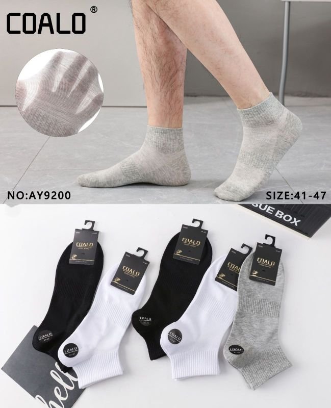 Шкарпетки "Coalo" AY-9200 сітка/cotton чоловічі, р. 41-47 -(Сітка -асорті /укорочені +з широкою гумкою в рубчик +посередині резинка фіксатор) -уп. 10 шт