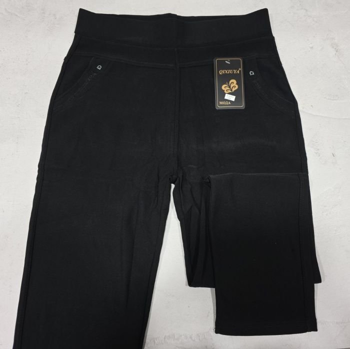 Лосини брючні "QIXIUYA" К-4203 спереду та ззаду кишені, р. 6XL-(48-50), 7XL-(50-52), 8XL-(52-54), 9XL-(54-56) -(Чорні)