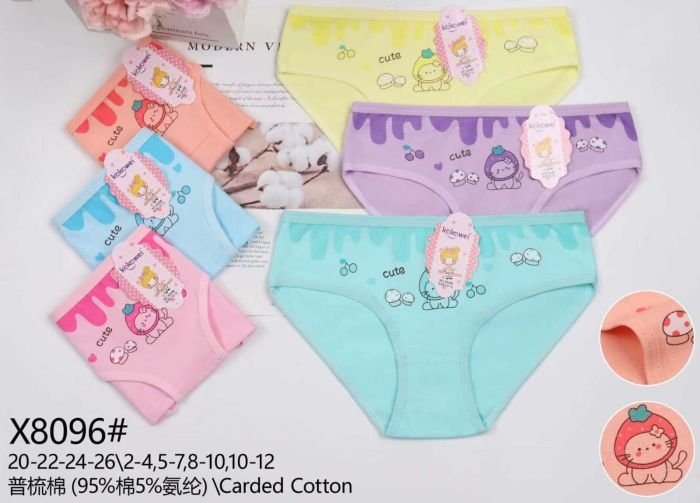Труси дитячі "KOKOWEI" Х-8096 дівчинка cotton, р. 2-4, 5-7, 8-10, 10-12 років -асорті -уп. 12 шт