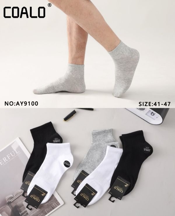 Шкарпетки "Coalo" AY-9100 стрейч/cotton чоловічі, р. 41-47 -асорті -(Укорочені +з широкою гумкою в рубчик +посередині резинка фіксатор) -уп. 10 шт