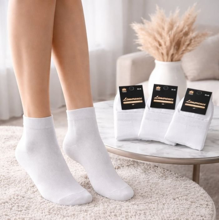 Шкарпетки Житомир "Limerence LUX" 682-01 cotton-стрейч жіночі (узбецька бавовна /середні), р. 36-40 -(Білі -"середні -LUX-бавовна -жін.) -уп. 12 шт