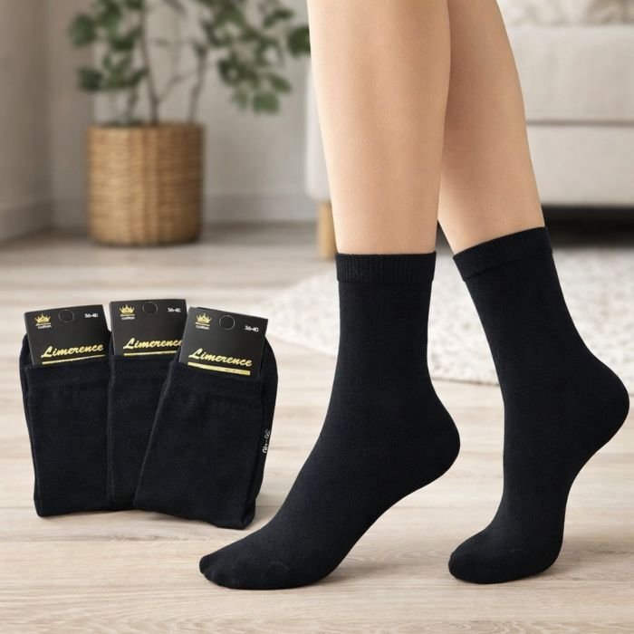 Шкарпетки Житомир "Limerence LUX" 686-20 cotton-стрейч жіночі (узбецька бавовна /високі), р. 36-40 -("високі -LUX-бавовна -чорні) -уп. 12 шт