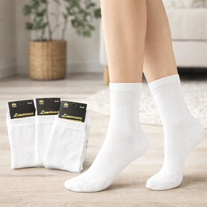 Шкарпетки Житомир "Limerence LUX" 686-21 cotton-стрейч жіночі (узбецька бавовна /високі), р. 36-40 -("високі -LUX-бавовна -білі) -уп. 12 шт
