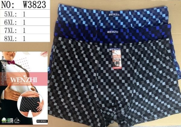 Боксери "Wenzhi" 3823 батал cotton+bamboo р. 5Хl, 6XL, 7XL, 8XL -ростовка 8 шт