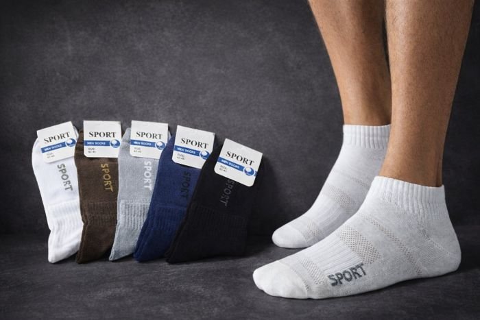 Шкарпетки "Nice" 704-1-SPORT стрейч+сітка чоловічі, р. 42-45 -асорти -(Укорочені однотонні +вставки з точки +збоку напис +укорочена гумка в рубчик) -уп. 10 шт