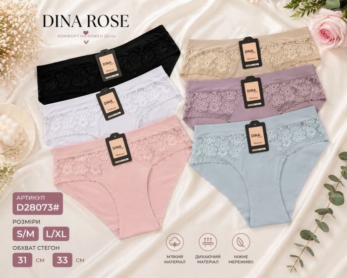Жіночі труси "DINA Rose" 28073 шовковисті нейлонові, р. S/M, L/XL -(44-46, 46-48) -асорті -(однотонні +спереду мереживі вставки) -уп. 12 шт