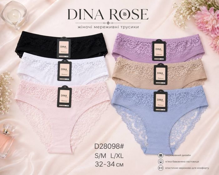 Жіночі труси "DINA Rose" 28098 cotton, р. S/M, L/XL -(46-48, 48-50) -асорті -(однотонні +під гумкою і ззаду мереживо) -уп. 12 шт