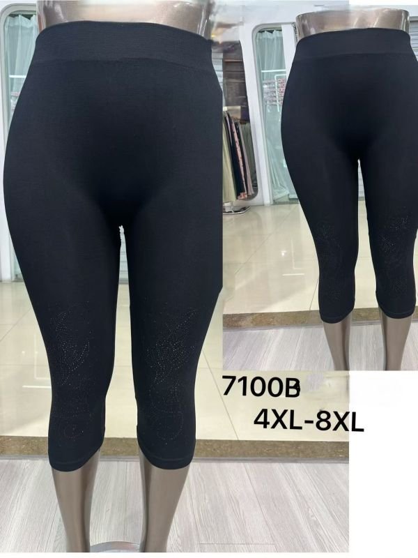 Бриджі "Kenalin" 7100В -батал безшовні +з боків візерунок з камінчиків, р. 4ХL/8XL-(50-56) -(Чорні)