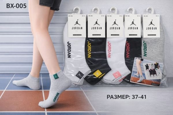 Шкарпетки "Sport /А" BХ-005 стрейч /cotton жіночі, р. 37-41 -(білі /короткі з емблемою збоку та написом на підошві +посередині резинка фіксатор -жін.) -уп. 10 шт