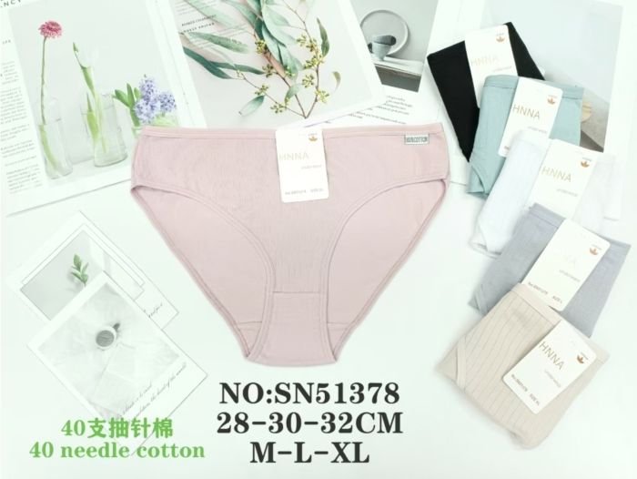 Жіночі труси "HNNA" New SN-51422 cotton, р. М, L, XL -(44, 46, 48) -асорті -(Однотонні в широкий рубчик) -уп. 12 шт