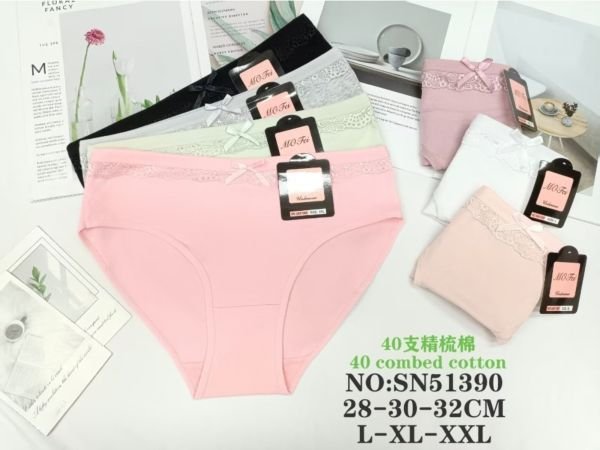Жіночі труси "MO Fei" New SN-51390 cotton, р. L, XL, 2XL -(44, 46, 48) -асорті -(Однотонні ) -уп. 12 шт