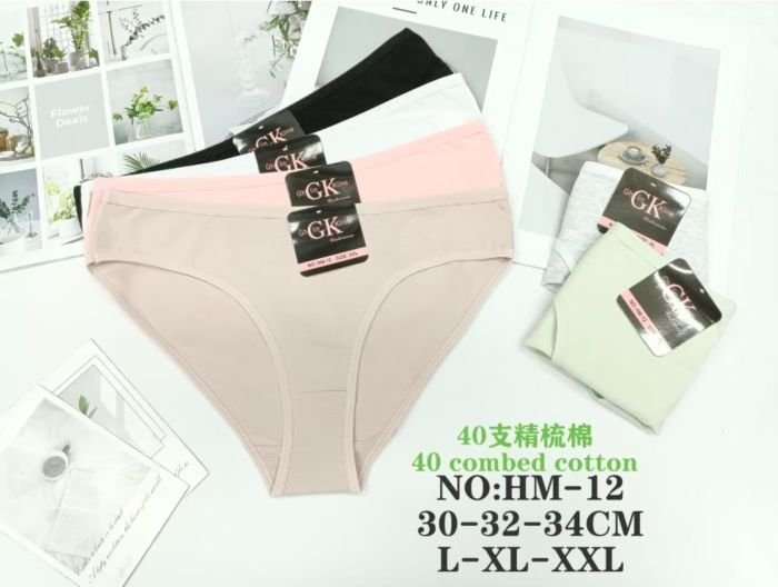 Жіночі труси "GhGlinK Kine" HM-12 cotton, р. L, XL, 2XL -(44, 46, 48) -асорті -(Однотонні ) -уп. 12 шт
